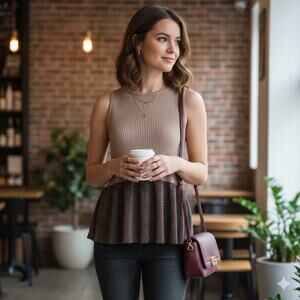 Moth Tan and Brown Tank Top
